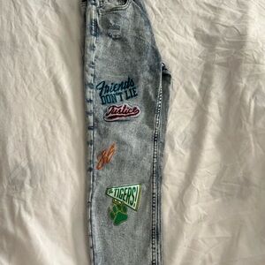 Embroidered Patch Denim Jeans